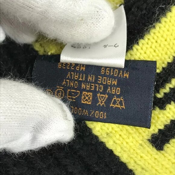 Auth LOUIS VUITTON MP2238 Snood Logo Bicolor Scarf wool Black/yellow - Picture 13 of 16